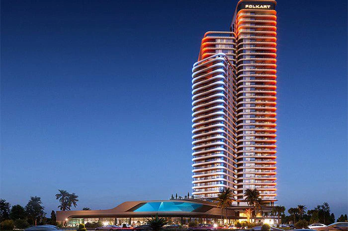 Новая высотная резиденция с бассейнами и зелеными зонами в 720 метрах от моря, Измир, Турция