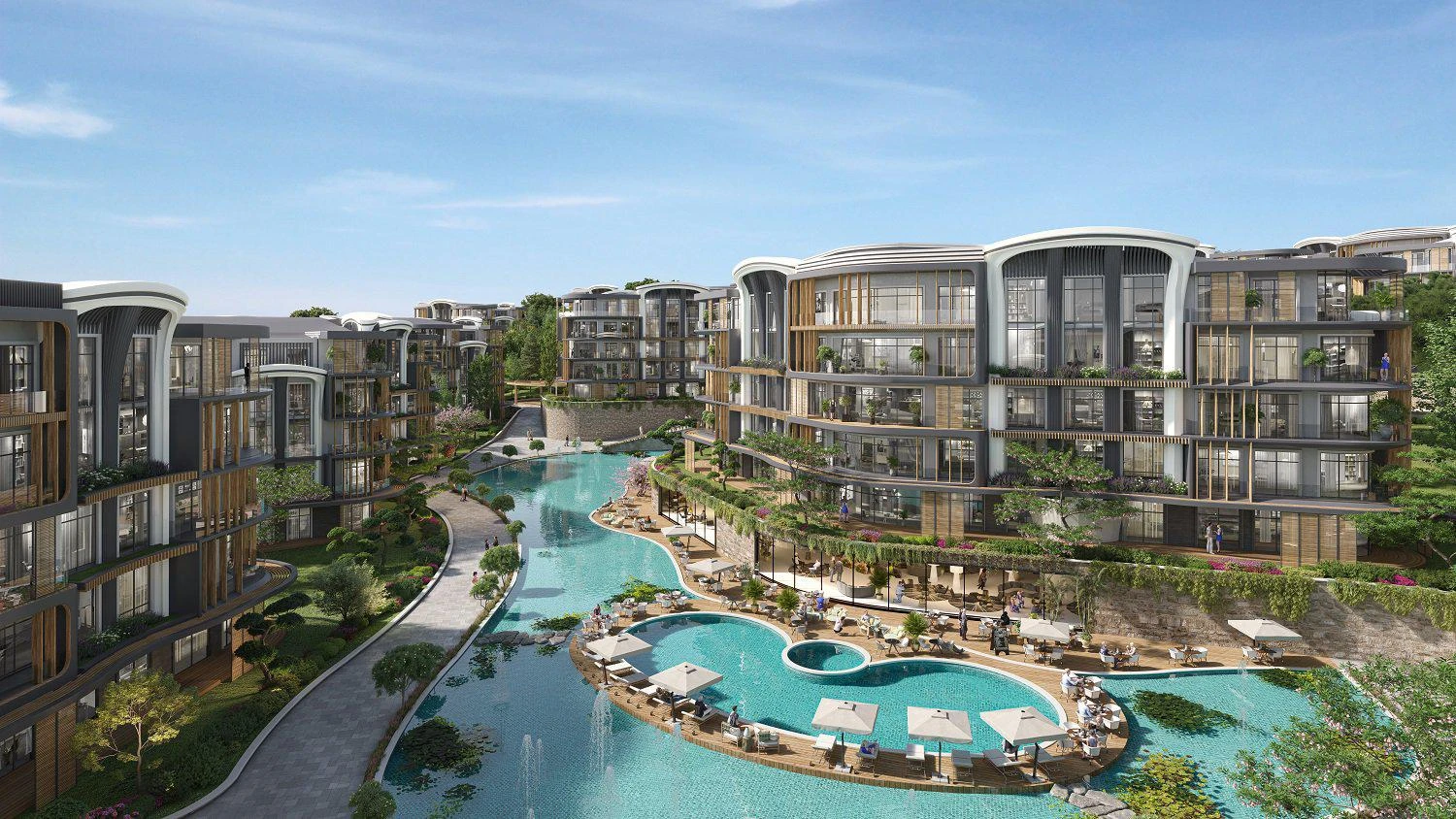 Новая малоэтажная резиденция с бассейнами, зелеными зонами и детскими площадками, Коджаэли, Турция Новая малоэтажная резиденция с бассейнами, зелеными зонами и детскими площадками, Коджаэли, Турция