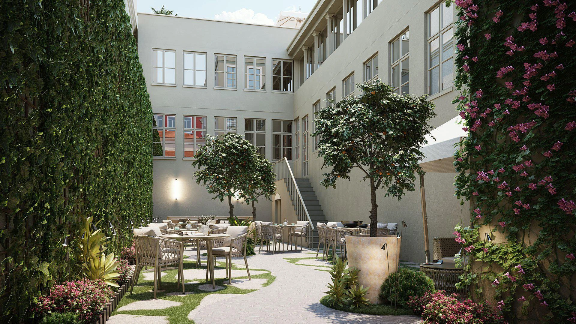 Жилой комплекс с внутренним двориком, в исторической части города, Бейоглу, Стамбул, Турция