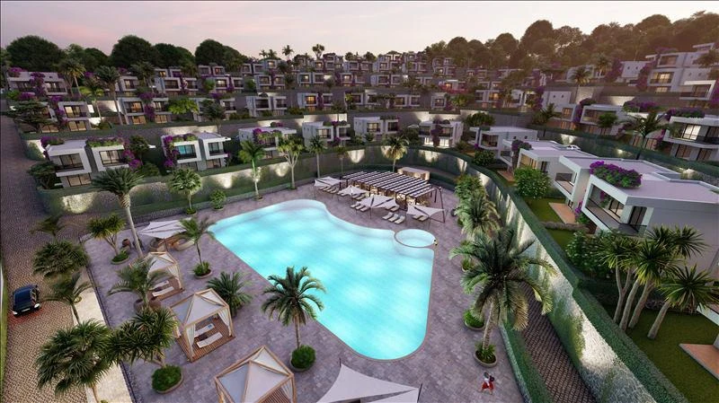 Новый комплекс вилл пляжем и бассейнами рядом с Розовым озером, Бодрум, Турция