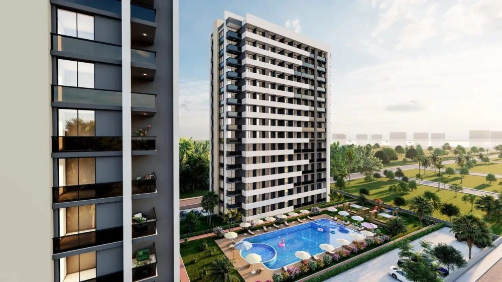 Просторные двухкомнатные апартаменты в новом комплексе, 600 метров до моря, Эрдемли, Мерсин, Турция