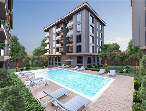 Резиденция с бассейном и зеленой зоной, Стамбул, Турция