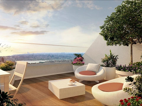 Современная резиденция с панорамным видом на город в центре делового района Шишли, Стамбул, Турция