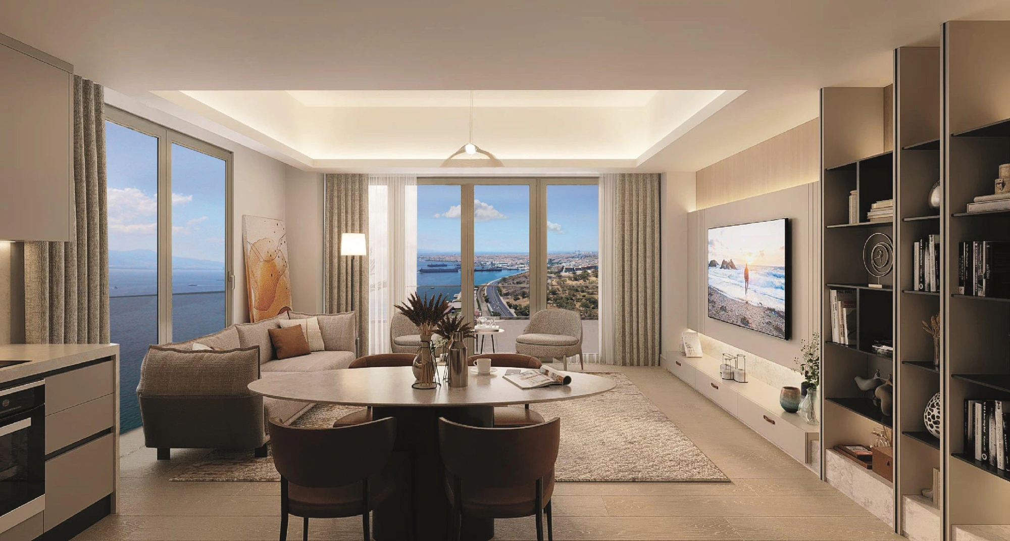 Апартаменты премиум-класса на первой линии у Эгейского моря, в спокойном районе центра города Измир, Турция