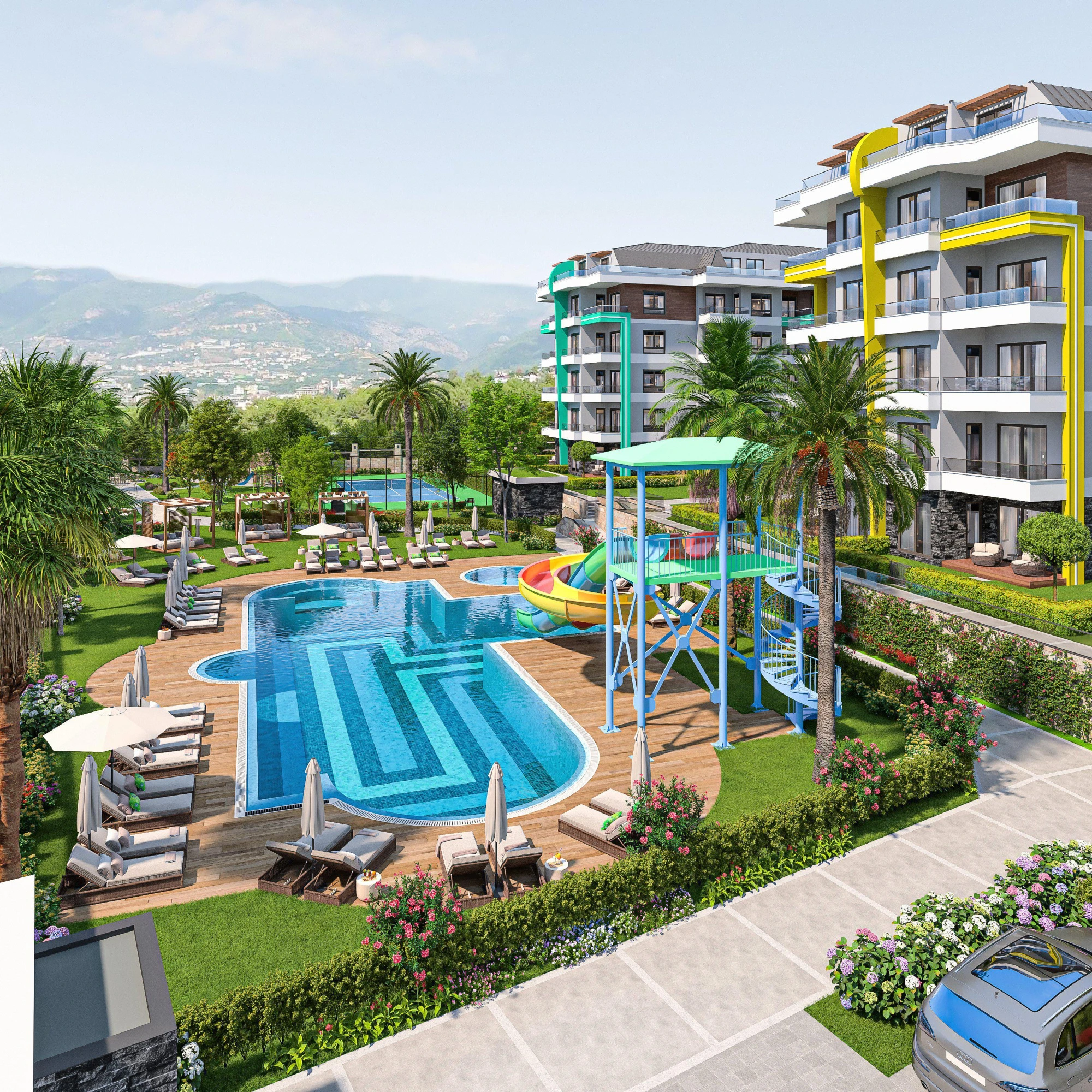 Жилой комплекс с развитой инфраструктурой для туристов, в зелёном и экологически чистом районе Оба, Алания, Турция