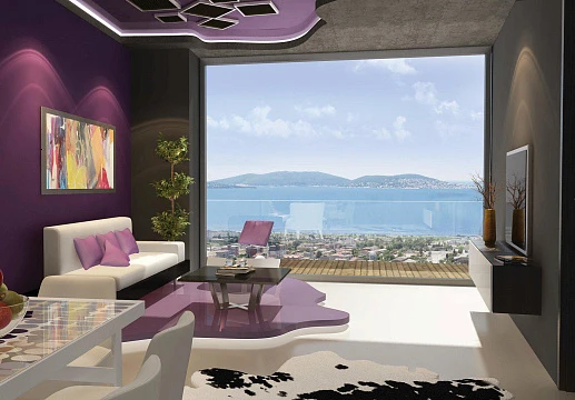 Апартаменты с террасами в высотной резиденции с бассейном и панорамным видом, рядом со станцией метро, Стамбул, Турция