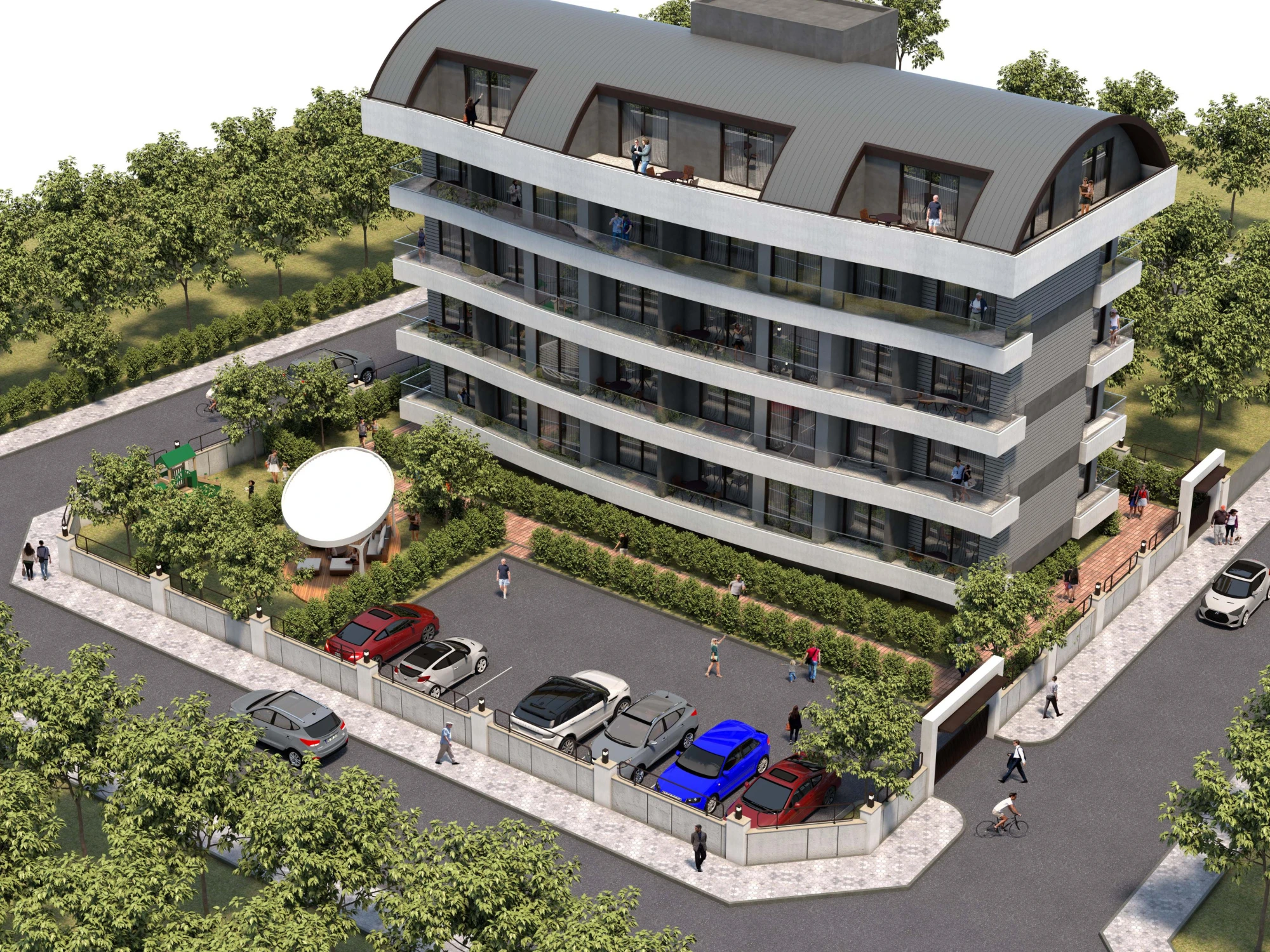 Резиденция с бассейном рядом с морем, Оба, Турция