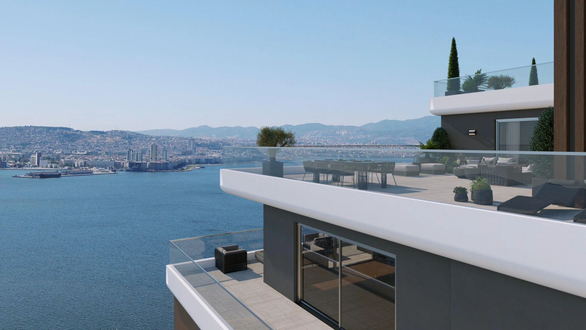 Апартаменты премиум-класса на первой линии у Эгейского моря, в спокойном районе центра города Измир, Турция