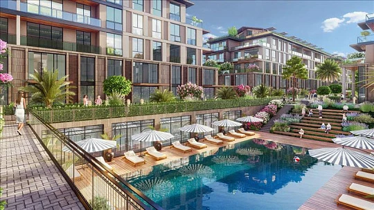Новая резиденция с бассейнами и детскими площадками рядом с лесом и озером, Стамбул, Турция