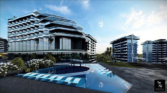Новая резиденция с бассейнами, аквапарком и собственным пляжем, Авсаллар, Турция