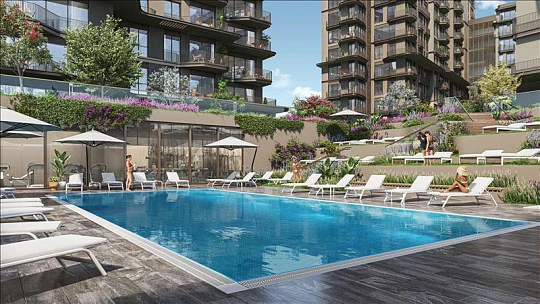 Новая высококачественная резиденция с бассейнами рядом с лесом, в центре Стамбула, турция