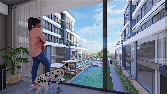 Новая охраняемая резиденция с бассейном и подземным гаражом рядом с пляжем, Анталья, Турция