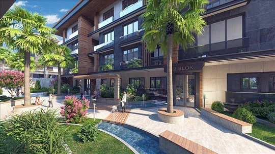 Высококачественная резиденция с бассейнами и зелеными зонами в спокойном районе, в 500 метрах от пляжа, Стамбул, Турция